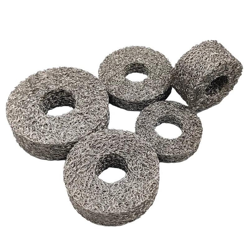 Compressed knitted mesh blocks